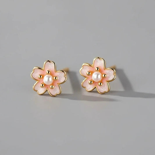 Színes virágos aranyozott ezüst fülbevaló