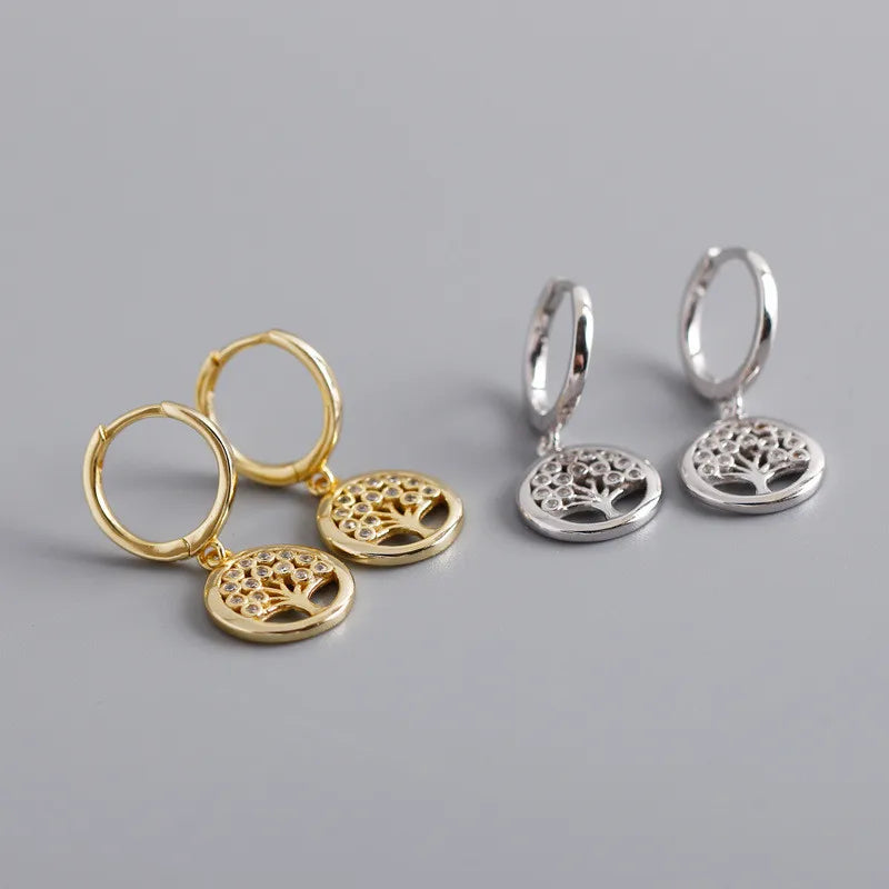 Tölgyfa ragyogó ezüst fülbevaló - Eyla Jewelry