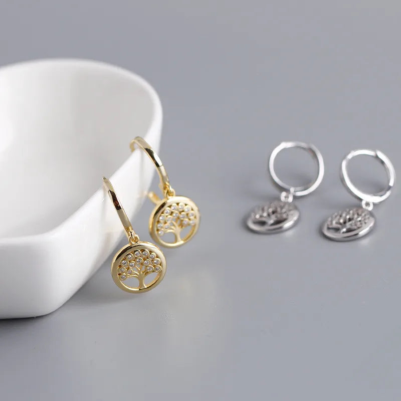 Tölgyfa ragyogó ezüst fülbevaló - Eyla Jewelry