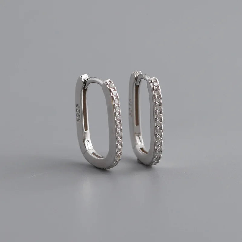 Ovális ragyogó ezüst fülbevaló - Eyla Jewelry