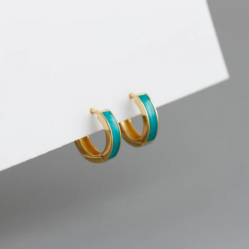 Tengerkék ezüst karika-fülbevaló - Eyla Jewelry