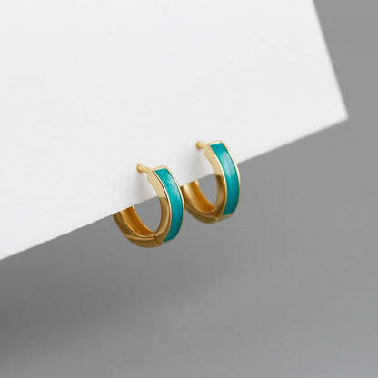 Tengerkék ezüst karika-fülbevaló - Eyla Jewelry