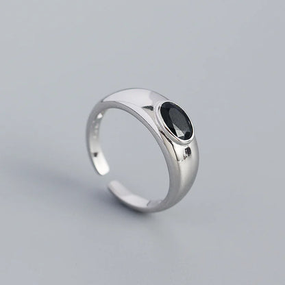 Fekete kristályos ezüst gyűrű - Eyla Jewelry