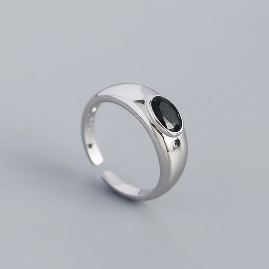 Fekete kristályos ezüst gyűrű - Eyla Jewelry