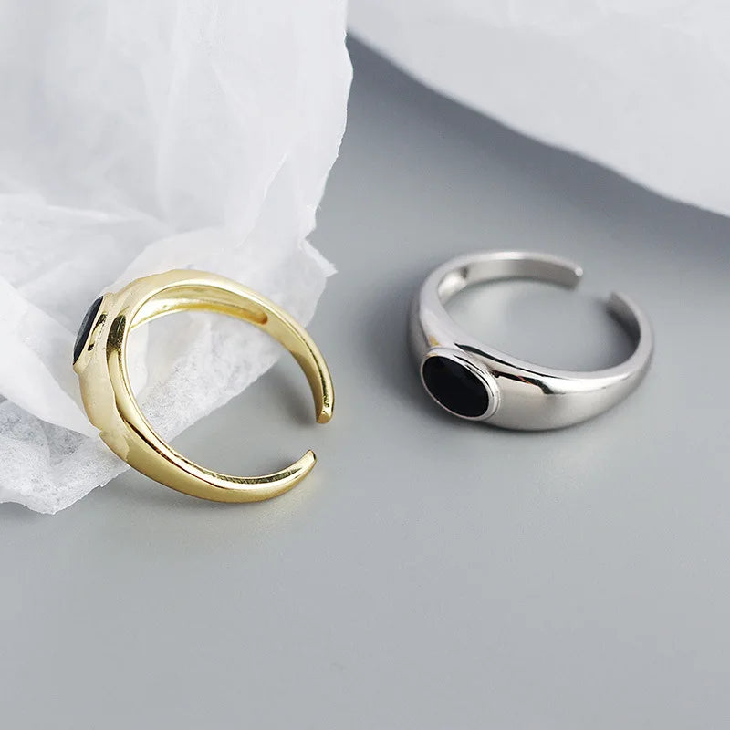 Fekete kristályos ezüst gyűrű - Eyla Jewelry