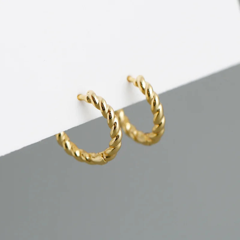 Csavart hatású ezüst karika-fülbevaló - Eyla Jewelry