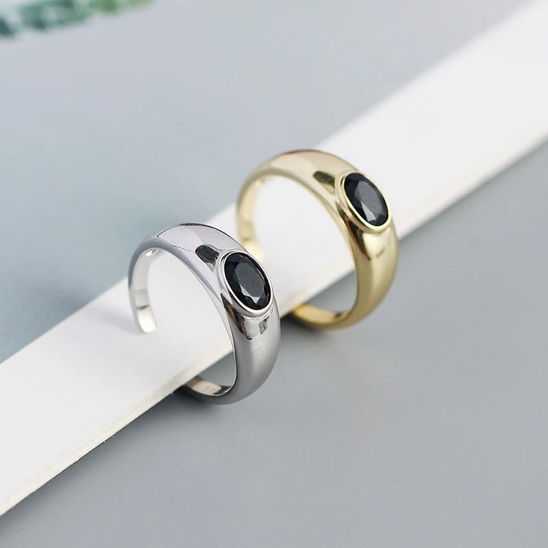 Fekete kristályos ezüst gyűrű - Eyla Jewelry