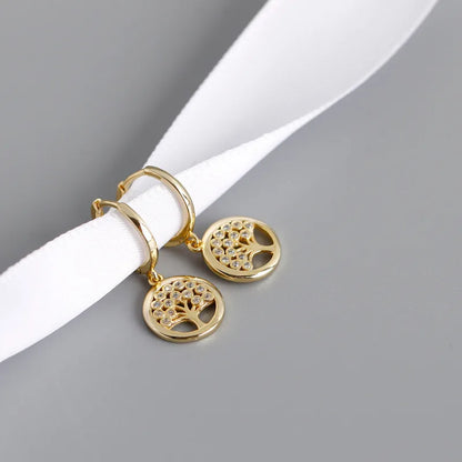 Tölgyfa ragyogó ezüst fülbevaló - Eyla Jewelry