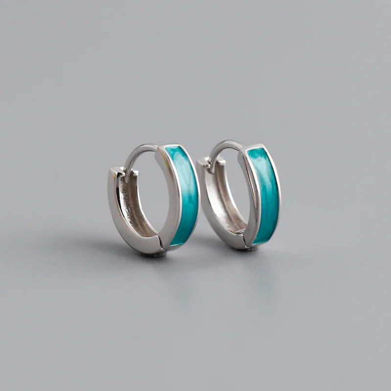 Tengerkék ezüst karika-fülbevaló - Eyla Jewelry