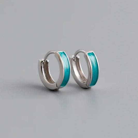 Tengerkék ezüst karika-fülbevaló - Eyla Jewelry