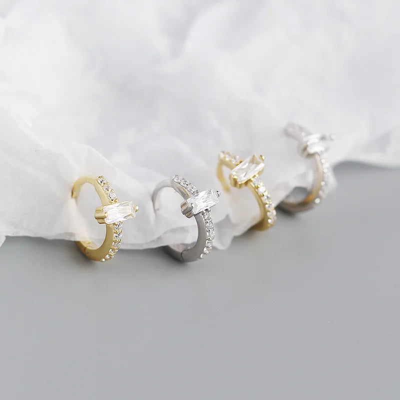 Ragyogó téglalap ezüst fülbevaló