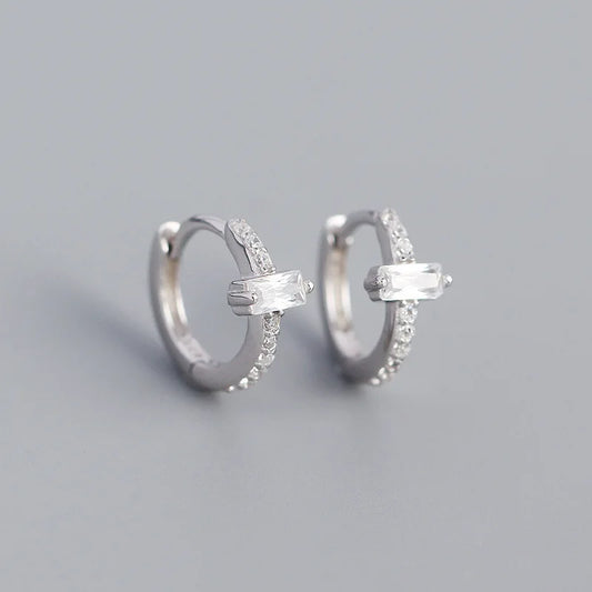 Ragyogó téglalap ezüst fülbevaló