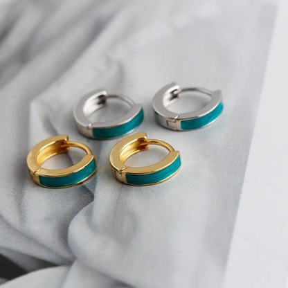 Tengerkék ezüst karika-fülbevaló - Eyla Jewelry