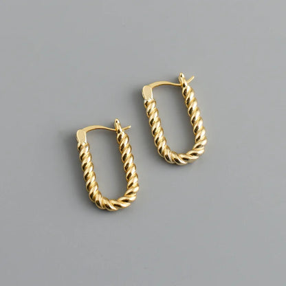 Csavart ovális ezüst fülbevaló - Eyla Jewelry