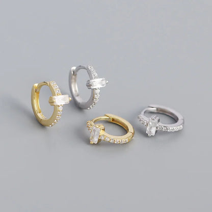 Ragyogó téglalap ezüst fülbevaló