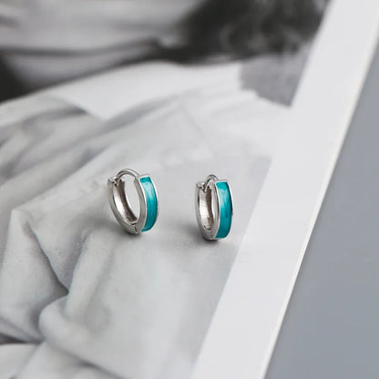 Tengerkék ezüst karika-fülbevaló - Eyla Jewelry