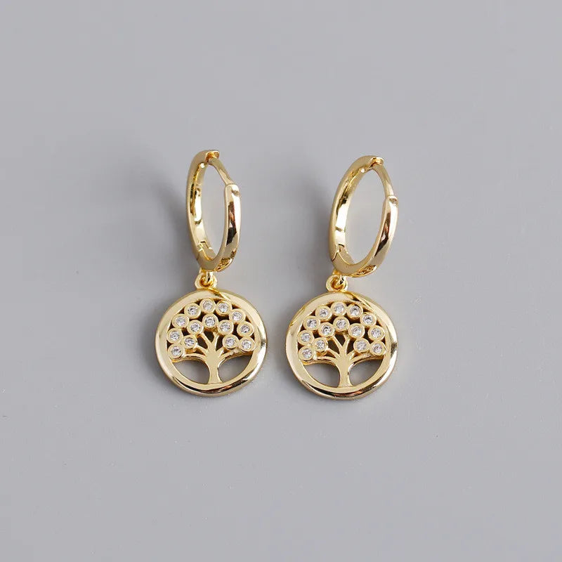 Tölgyfa ragyogó ezüst fülbevaló - Eyla Jewelry