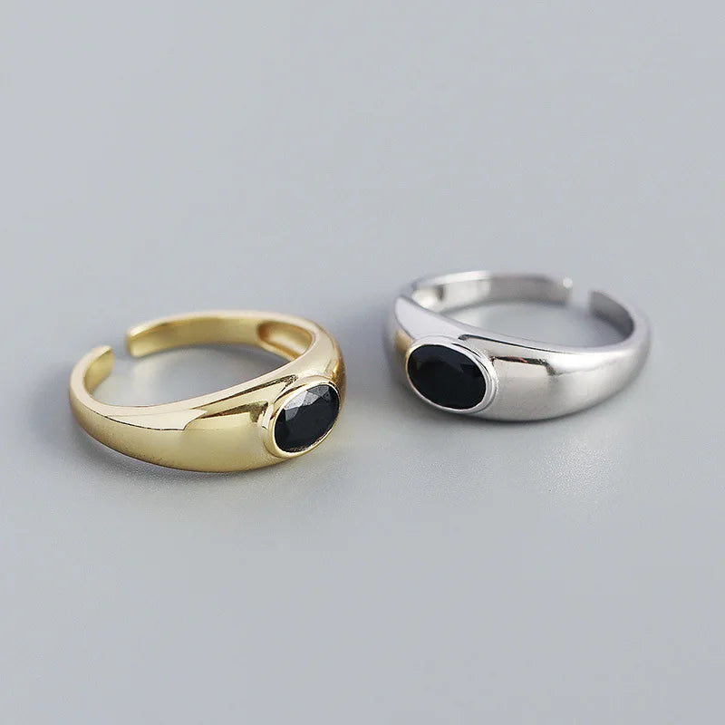 Fekete kristályos ezüst gyűrű - Eyla Jewelry