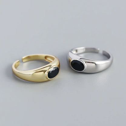 Fekete kristályos ezüst gyűrű - Eyla Jewelry