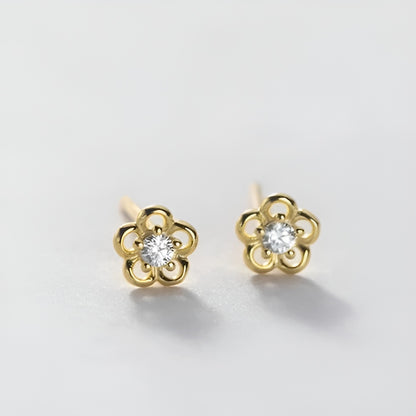 Kristályos virág aranyozott ezüst fülbevaló