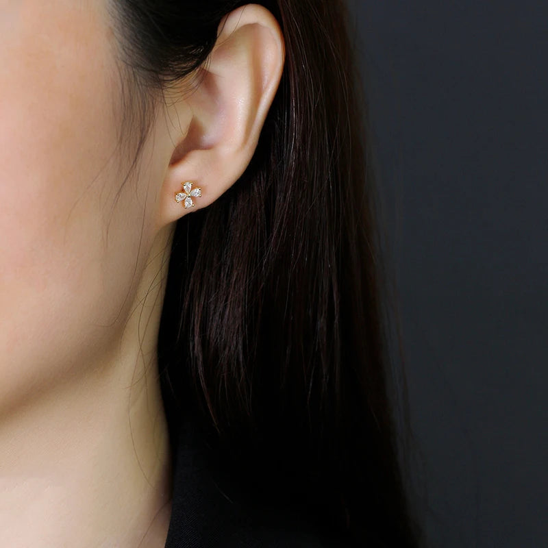 Négyágú virágos ezüst fülbevaló - Eyla Jewelry