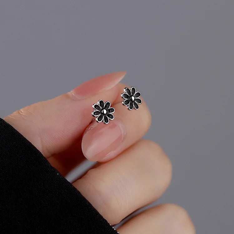 Különleges virágos kerámia ezüst fülbevaló