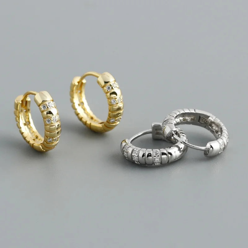 Barázdált rusztikus ezüst fülbevaló