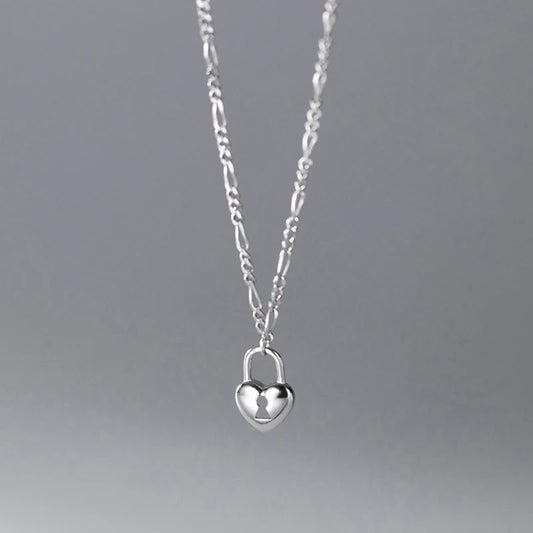 Silver heart padlock necklace