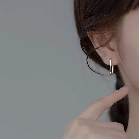 Nagy méretű ovális ezüst fülbevaló - Eyla Jewelry