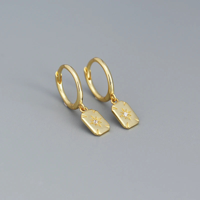 Lapos ragyogó ezüst fülbevaló - Eyla Jewelry