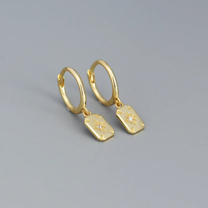 Lapos ragyogó ezüst fülbevaló - Eyla Jewelry