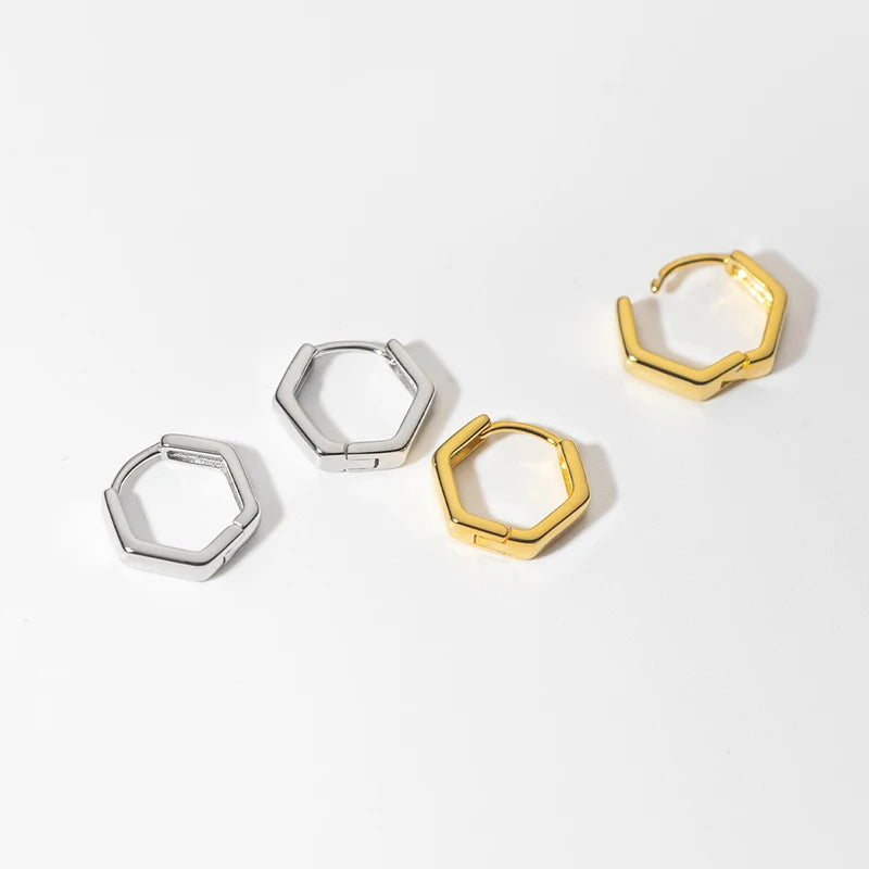 Hatszögletű ezüst fülbevaló - Eyla Jewelry