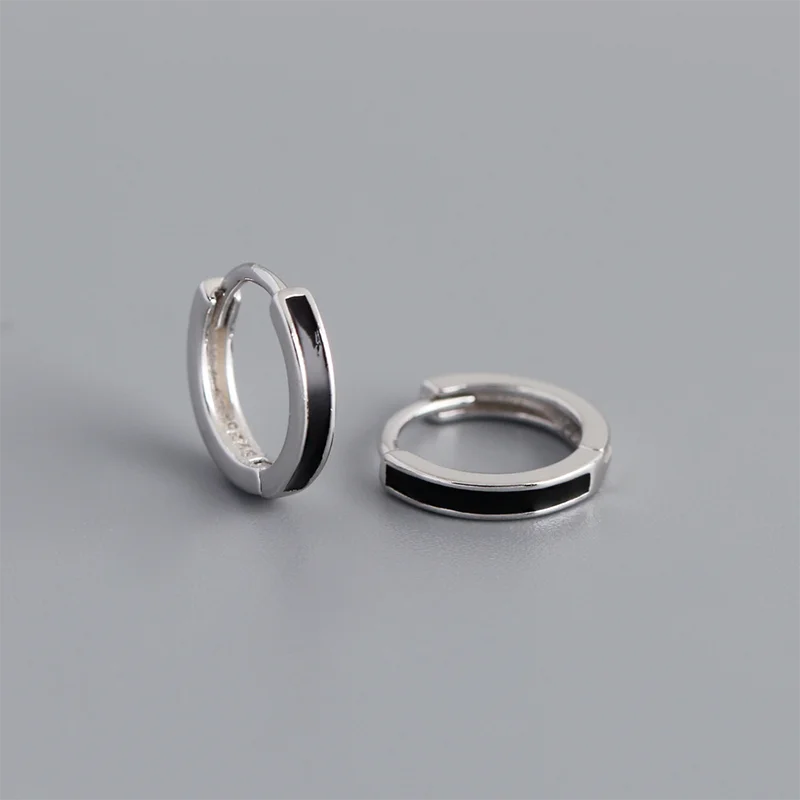 Fekete kerámia hatású ezüst fülbevaló - Eyla Jewelry