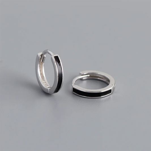 Fekete kerámia hatású ezüst fülbevaló - Eyla Jewelry