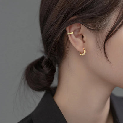 Hatszögletű ezüst fülbevaló - Eyla Jewelry