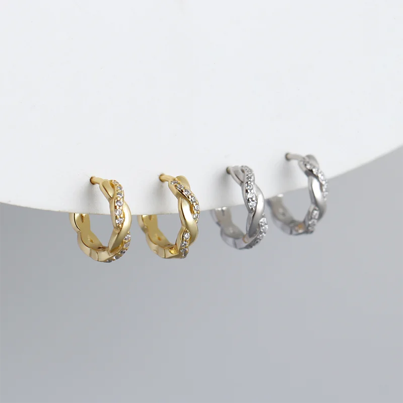 Francia csavart ragyogás sterling ezüst fülbevaló - Eyla Jewelry