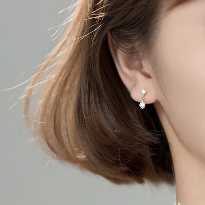 Ragyogó rombusz ezüst fülbevaló - Eyla Jewelry