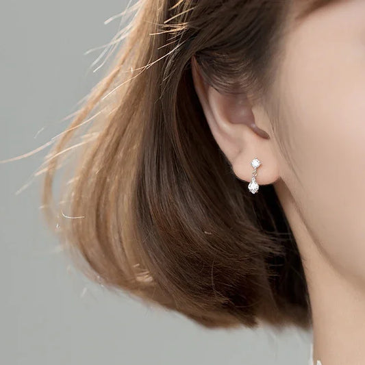 Ragyogó rombusz ezüst fülbevaló - Eyla Jewelry