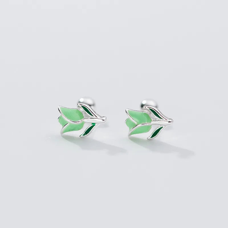 Colorful Tulip Silver Earrings