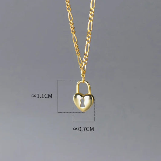 Silver heart padlock necklace