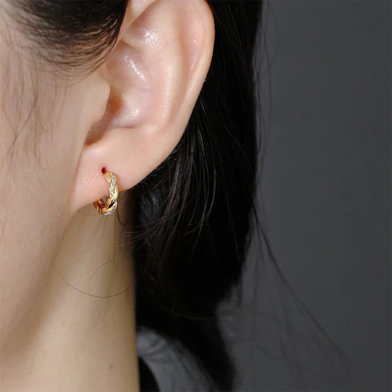 Francia csavart ragyogás sterling ezüst fülbevaló - Eyla Jewelry