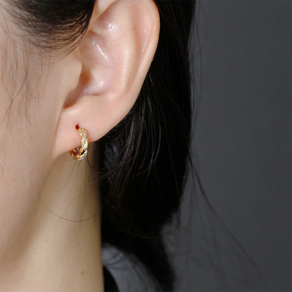 Francia csavart ragyogás sterling ezüst fülbevaló - Eyla Jewelry