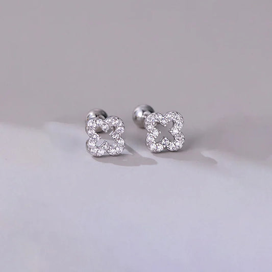 Sparkling Clover Silver Earrings