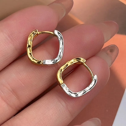 Négyszögletű arany-ezüst átmenetes ezüst fülbevaló - Eyla Jewelry