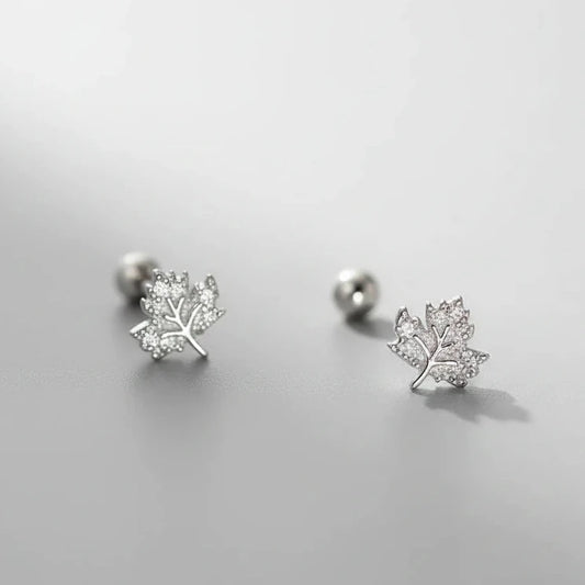 Leaf silver earrings