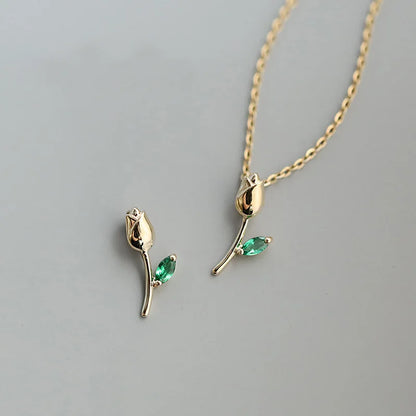 Minimalista tulipános ezüst nyaklánc