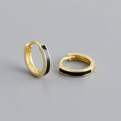 Fekete kerámia hatású ezüst fülbevaló - Eyla Jewelry