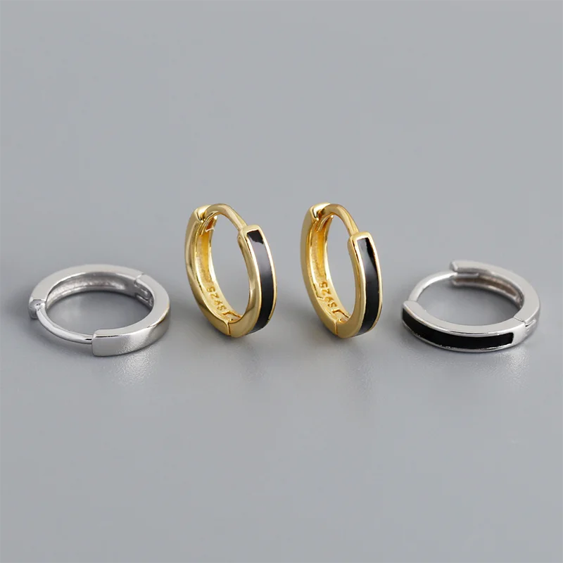 Fekete kerámia hatású ezüst fülbevaló - Eyla Jewelry