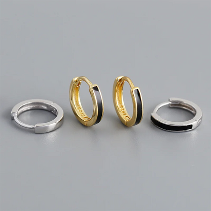 Fekete kerámia hatású ezüst fülbevaló - Eyla Jewelry