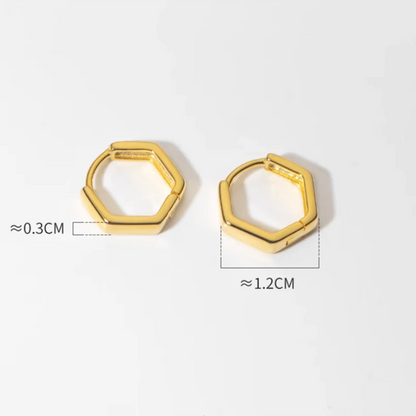 Hatszögletű ezüst fülbevaló - Eyla Jewelry